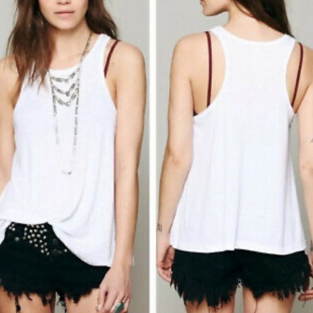 Free People LA Nite white Tank Top S Racerback